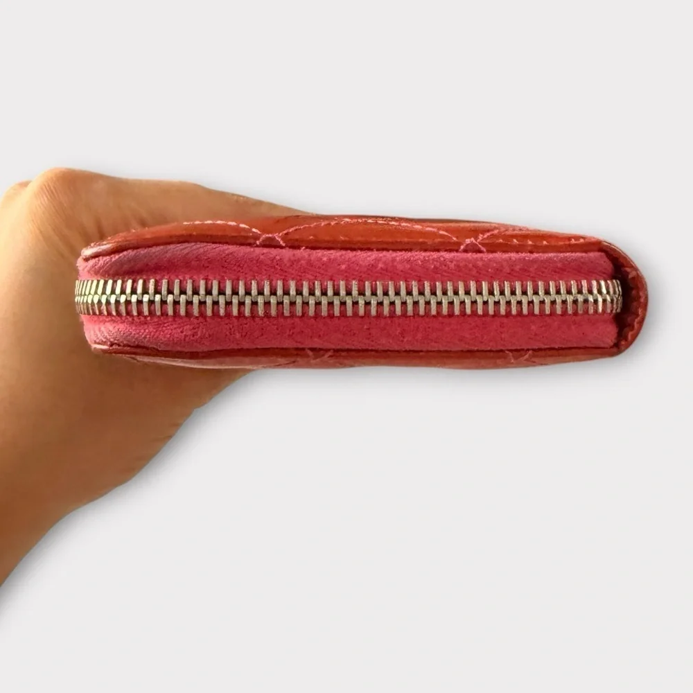 Chanel Matelassé Patent Long Wallet Pink-Orange | Authentic COA + NFT
